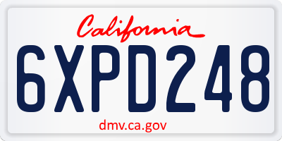CA license plate 6XPD248