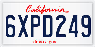 CA license plate 6XPD249