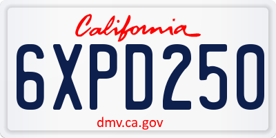 CA license plate 6XPD250