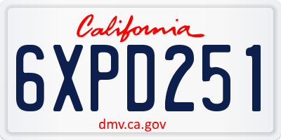 CA license plate 6XPD251