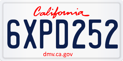 CA license plate 6XPD252
