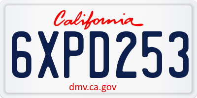 CA license plate 6XPD253