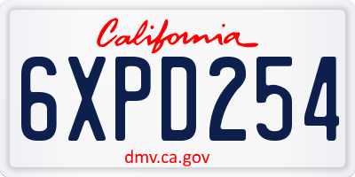 CA license plate 6XPD254