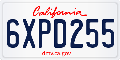 CA license plate 6XPD255