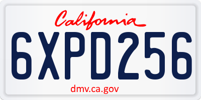 CA license plate 6XPD256