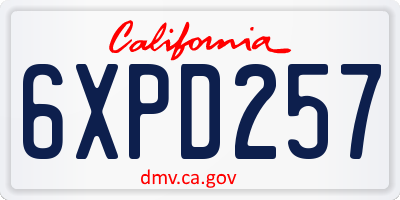 CA license plate 6XPD257