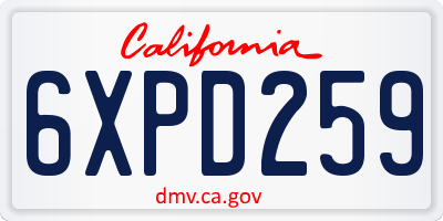 CA license plate 6XPD259