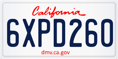 CA license plate 6XPD260