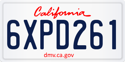 CA license plate 6XPD261