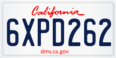 CA license plate 6XPD262