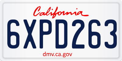 CA license plate 6XPD263