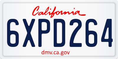 CA license plate 6XPD264