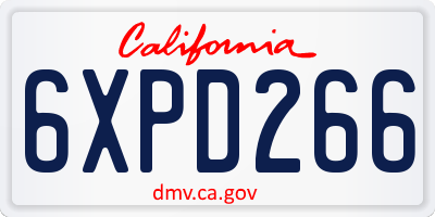 CA license plate 6XPD266