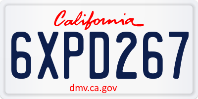 CA license plate 6XPD267