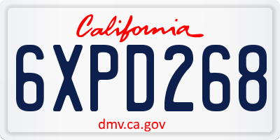 CA license plate 6XPD268