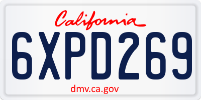 CA license plate 6XPD269
