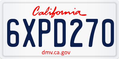 CA license plate 6XPD270