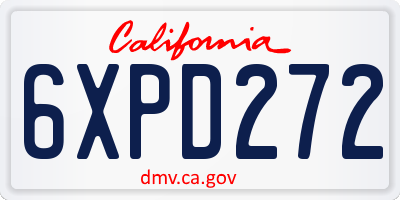CA license plate 6XPD272