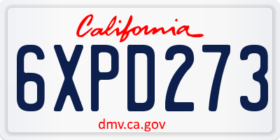 CA license plate 6XPD273