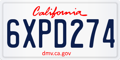 CA license plate 6XPD274