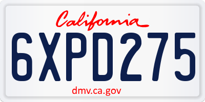 CA license plate 6XPD275