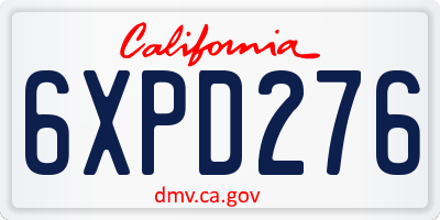 CA license plate 6XPD276