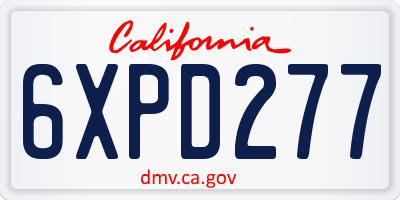 CA license plate 6XPD277