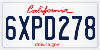 CA license plate 6XPD278