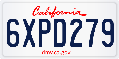 CA license plate 6XPD279