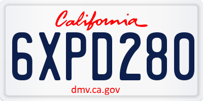 CA license plate 6XPD280