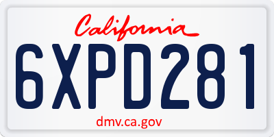 CA license plate 6XPD281
