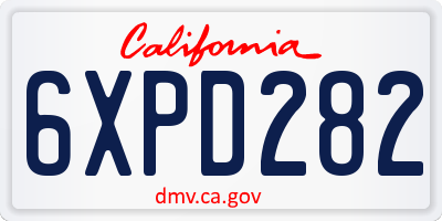 CA license plate 6XPD282