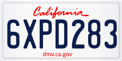 CA license plate 6XPD283