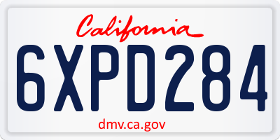 CA license plate 6XPD284
