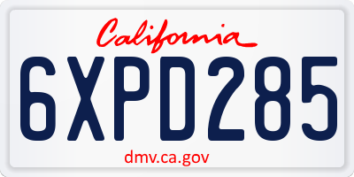 CA license plate 6XPD285