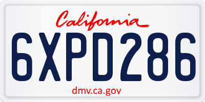 CA license plate 6XPD286