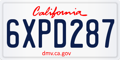 CA license plate 6XPD287
