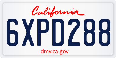 CA license plate 6XPD288