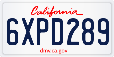 CA license plate 6XPD289