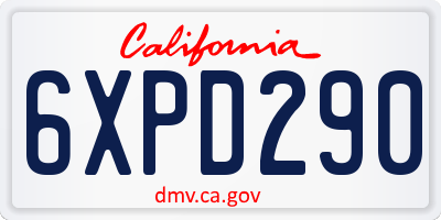 CA license plate 6XPD290