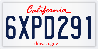 CA license plate 6XPD291