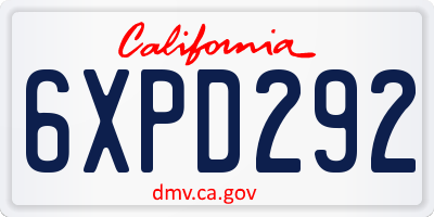 CA license plate 6XPD292