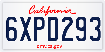 CA license plate 6XPD293