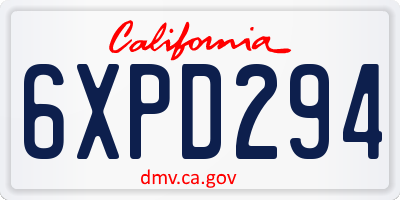 CA license plate 6XPD294