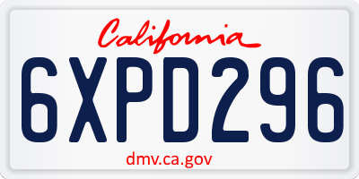 CA license plate 6XPD296