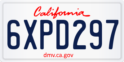 CA license plate 6XPD297