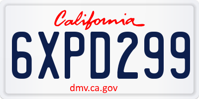 CA license plate 6XPD299