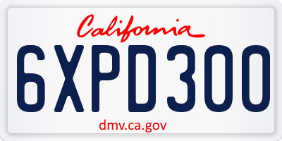 CA license plate 6XPD300