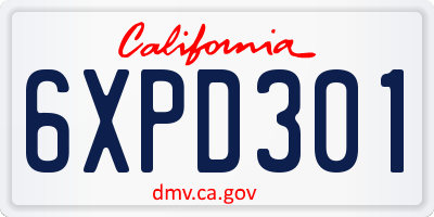 CA license plate 6XPD301