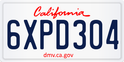 CA license plate 6XPD304